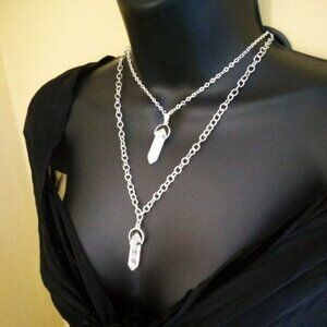 Terminated Point Crystal Quartz Pendant w. 20" Chain - Focus Meditations